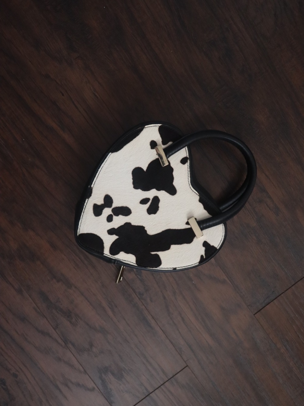Black & White Cowhide Heart Handbag